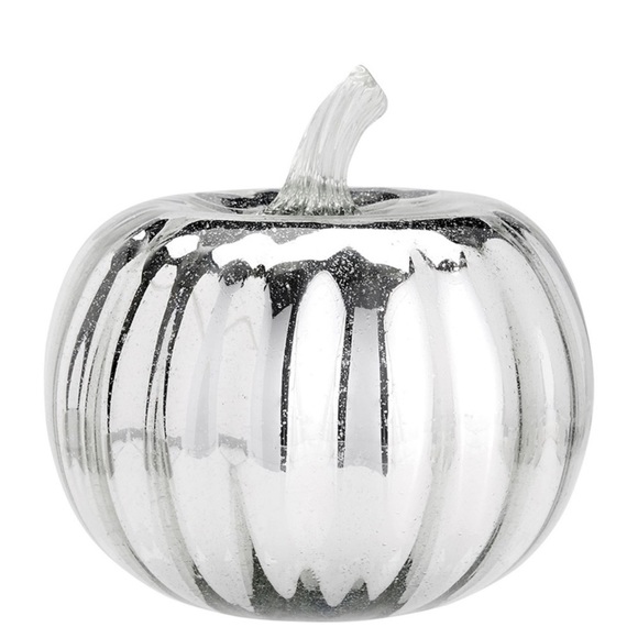Pottery Barn Holiday New Pottery Barn Recycled Antiqued Silver Mercury Glass Pumpkin Decor
